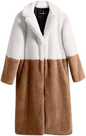 Kényelmes Zubbonyok Női Téli Tunika melegebb Kabátot Modern Fuzzy Hajtóka Teljes Hüvely Wrap Homewear Colorblock Zubbonyok