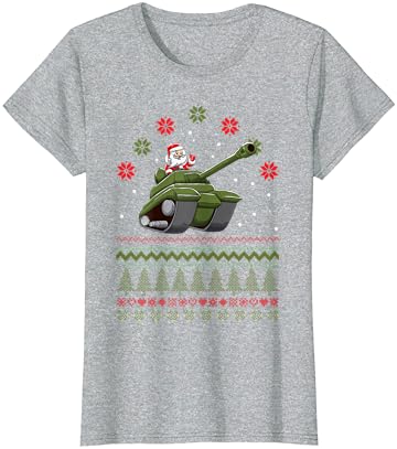 Santa Ronda Karácsonyi Téma Grafikus Páncélozott Katonai Játék Tank T-Shirt
