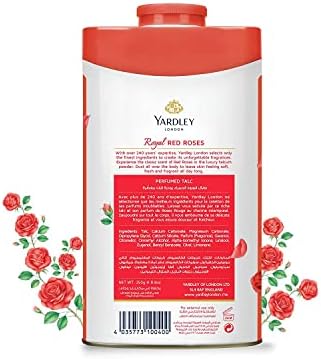 Yardley Vörös Rózsa Illatos Talkum (Csomag 3) 250 Grm