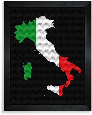Olasz Térkép Zászló Kerek Gyémánt Festmény Kerettel Teljes Fúró Kép, Art-Fal Dekoráció