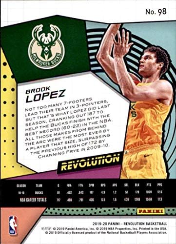 2019-20 Panini Forradalom 98 Brook Lopez Milwaukee Bucks NBA Kosárlabda Trading Card