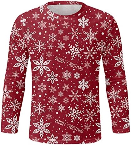 ZDDO Karácsonyi Long Sleeve T-shirt Férfi ruházat, Karácsonyi 3D Grafikus Mikulás Nyomtatás Sleeve Tee Maximum Fél Sport Póló