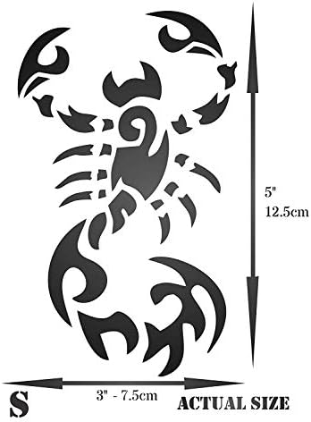 Skorpió Stencil, 3 x 5 hüvelyk (S) - Bogár Rovar Törzsi Tetoválás Stencil Festés Sablon