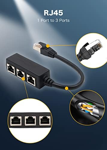 Tuliyet Ethernet Elosztó, RJ45 1 Férfi, 3 x Női LAN Ethernet Elosztó Adapter Kábel Alkalmas Szuper Cat5, Cat5e, Cat6, Cat7 LAN Ethernet Aljzat