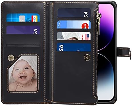 nincyee Flip tok iPhone 14 Pro Max,a Star Utazási Minta Pu Bőr Multi-Card Tárca Esetben Fedél Kors Zsinór