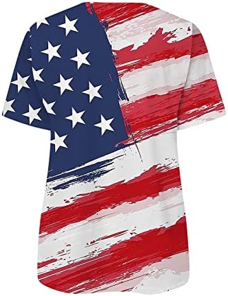 Nyári Pólók Női 2023 július 4-én az Amerikai Zászló Nyomtatott Tunika Blúz Laza V-Nyakú Póló, Rövid Ujjú Felső