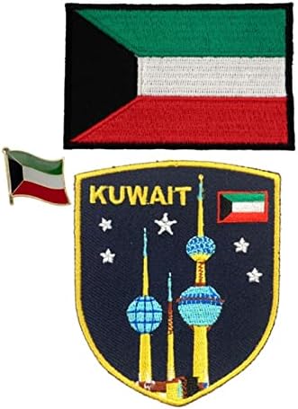Egy-EGY 3 DB-os Csomag-Abraj l'Kuwait Javítás+Kuvait Zászló Hímzés, illetve Pin, Varrni a Vas a Ruhák, Ingek, Kalapok, Hátizsákok,