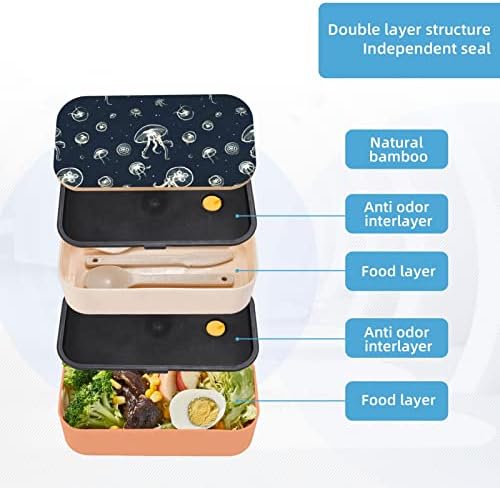 Medúza Minta Ebéd Bento Box Korszerűsített Állítható Pánt,Összerakható Újrafelhasználható Szivárgásmentes Élelmiszer-Tartály, Bpa