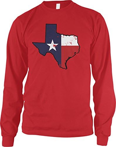 Amdesco Férfi Texas Állam Alakú Zászló, Texas Alakú Zászló Hosszú Ujjú Póló