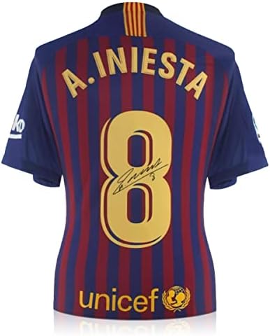 Exkluzív Emlékek Andres Iniesta Aláírt Barcelona 2018-19 Focimez