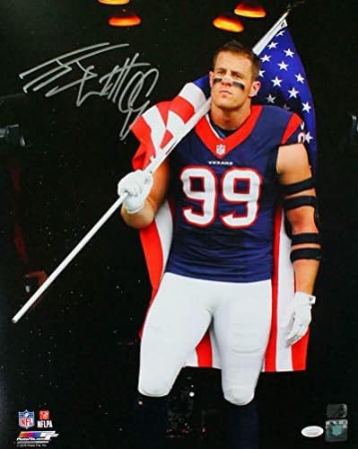JJ Watt Dedikált Houston Texans 16x20 PF Fotó Zászló Alagút - SZÖVETSÉG W *Ezüst - Dedikált NFL-Fotók