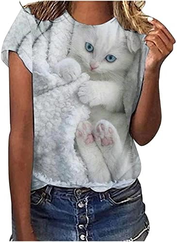 Rövid Ujjú Tshirts a Nők 3D Nyomtatás Grafikai Tunika Póló Legénység Nyak Maximum Alkalmi Blúzok Tunikák Tee Nyári póló