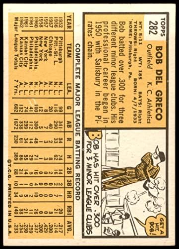 1963 Topps 282 Bobby Del Greco Kansas City Atlétika (Baseball Kártya) NM+ Atlétika