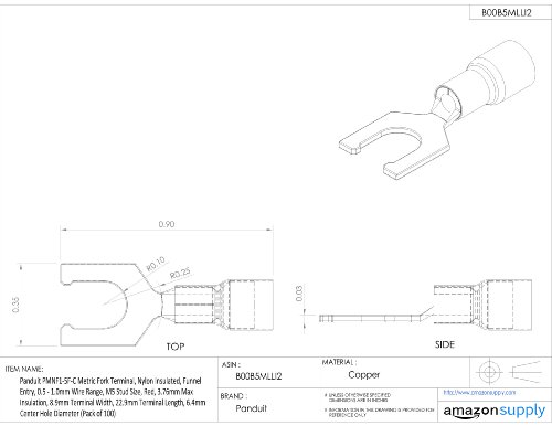 Panduit PMNF2-3F-C Metrikus Villa Terminál, Tölcsér Bejegyzés, Nylon Szigetelt, 1.5 – 2.5mm2 Vezeték Tartomány, M3 Stud Méret, Kék (100 Csomag)