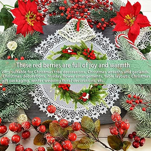 Tökéletes Karácsonyi Dekorációs Ajándék,24PCS Mesterséges Piros Bogyók Ered, Ágak, Karácsonyi Piros Bogyós Ág Szár, a karácsonyfa