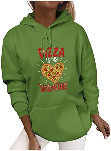 A Pizza Valentin Pólók Női Funny Valentine kapucnis felső Melegítőfelső Kockás Hosszú Ujjú Pulóver Kapucnis Felsők