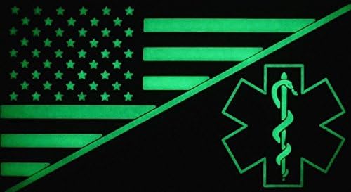 EMT USA Zászló Orvos EMS Mentős, PVC, Gumi Horog Javítás (Fény Sötét-PVM2)