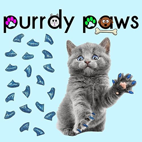 Purrdy Paws 6 Hónapra elegendő Puha Köröm Sapka Macskák Kék Glitter Közepes - Extra Ragasztók