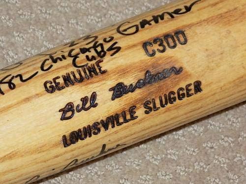 Ryne Sandberg Bill Buckner H&B a Játékban Használt Aláírt Bat 1982 Cubs HOF PSA GU 7 - MLB Dedikált Játék Használt Denevérek