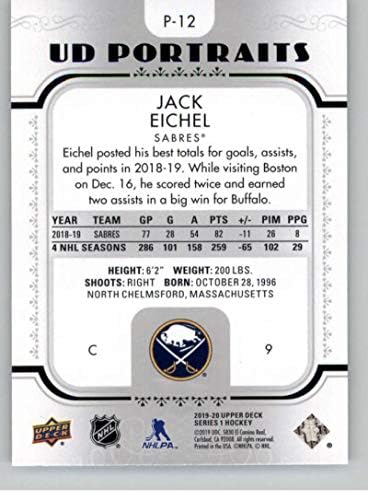 2019-20 Felső szint Portrék P-12-es Jack Eichel Buffalo Sabres NHL Jégkorong Trading Card