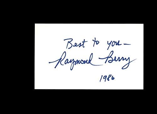 Raymond Berry 1986 Kézzel Aláírt 3x5 Index Kártya Autogramot NFL HOF Baltimore Colts
