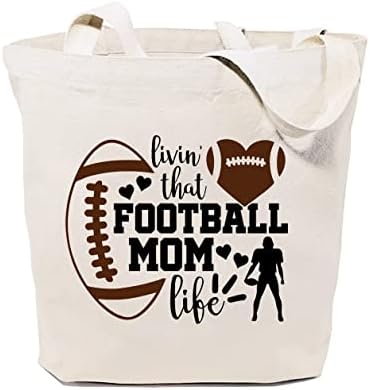 GXVUIS Élni, hogy a Futball Anya Életét Vászon Táska Nők Újrafelhasználható Élelmiszerbolt Váll táska Vásárlás Vicces Ajándék Mama