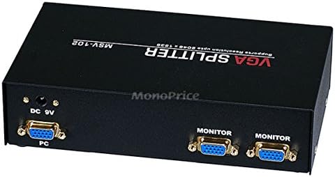 Monoprice 2-utas SVGA VGA Splitter Erősítő Szorzó 400 MHz - Fekete (No Logo)