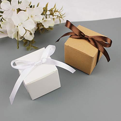 Amosfun 5. 5cm Európai Stílusú Esküvő, Candy Doboz Szögletes Design Csokoládé Tároló Esetben Mini Kezelni Doboz Fél Javára Kraft Papír Csomagolás