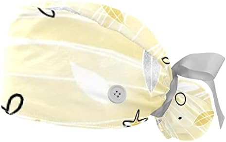 Dolgozik a Sapkát Gombok & Szalag Köti a Nők 2 Csomag Golden Leaf Textúra Állítható Unisex Sebészeti Caps Bozót Sapka