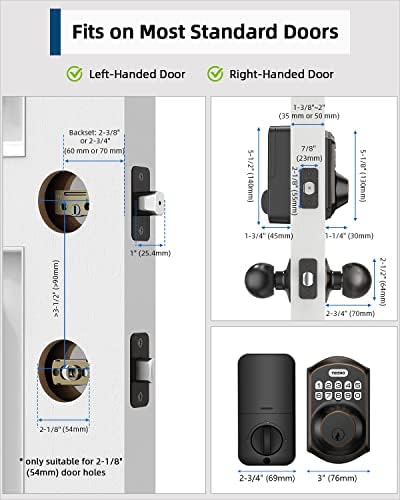 TEEHO Kulcs nélküli Ajtó Zár Kilincs - Elektronikus Billentyűzet Zár a Kilincs - Zár Intelligens Zár a Bejárati Ajtó Zár Szett - Auto Lock