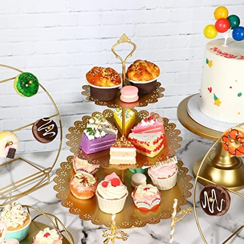 FESTLOVE Készlet 5 Torta Áll Fánk Tartó, Arany Fém Sütemény Desszert Kijelző Állni Cupcake Talapzat Asztal Dekoráció Tálon a Baba Zuhany