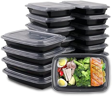 Annie Ware 15 Csomag Étel elkészítése Konténerek Újrafelhasználható szemhéjakkal, 1-Rekesz Élelmiszer-Tároló Tartályok, Ebéd Konténerek