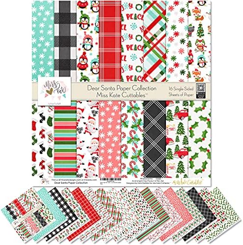 Mintás Papír Pack - Kedves Télapó - Karácsony - Scrapbook Prémium Speciális Papír Egyoldalas 12x12 Gyűjtemény 16 Lap - Miss Kate Cuttables