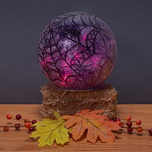 Kísérteties Pókháló LED Matt Üveg Halloween Globe Fény, 6 Inch, Lila