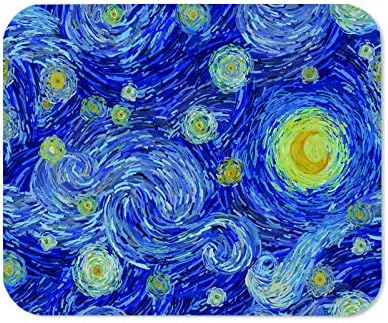 Yeuss Van Gogh Csillagos Ég Téglalap alakú egérpad Csúszásmentes Mousepad, Ragyogó Hold, Csillagos Ég Absztrakt Háttér Impresszionista
