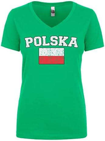 Cybertela Nők Kifakult Szomorú lengyel Polska, Lengyelország Zászló Juniors V-Nyakú Póló