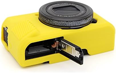 CEARI Szilikon Gumi Kamera Védő Fedél Bőr Canon PowerShot G7X Mark II Digitális Fényképezőgép + Mikroszálas kendő - Sárga