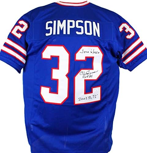 OJ Simpson Dedikált Kék Pro Style Jersey w/3 Insc.- SZÖVETSÉG W Fekete