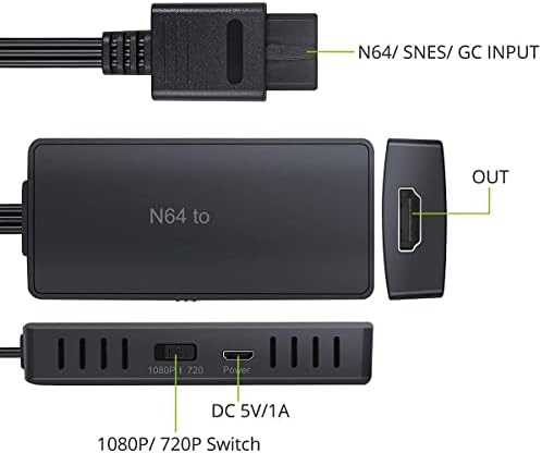 Senzhilin N64-HDMI-kompatibilis Átalakító Nagy Felbontású Kábel Nintend N64 / SNES Plug And Play 1080P Adapter