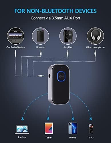 (2DB) COMSOON Bluetooth 5.0 Vevő Autó, a zajcsökkentés Bluetooth-AUX Adapter - Ezüst+Szürke