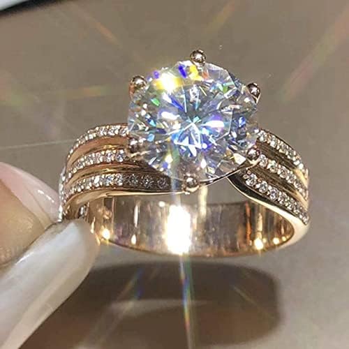 Csörög a Nők Kézzel készített Ékszer Eljegyzési Kő Esküvői Ajándék, Vágott Fehér Luxus Gyűrű Gyűrűk Középső Ujj Ékszerek (Arany, 10)