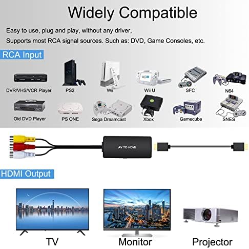 RuiPuo RCA-HDMI Átalakító AV HDMI Átalakító Kompozit HDMI Adapter Támogatja a 1080P/ 720P Kompatibilis N64, PS egy, PS2, PS3, STB, Xbox,