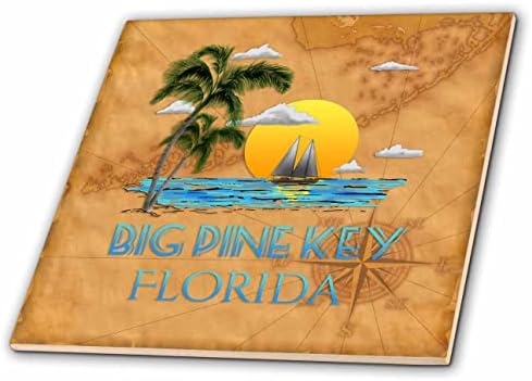3dRose Nagy Fenyő Kulcs vitorlás művészet egy régi térkép a Florida Keys. - Csempe (ct_351815_1)