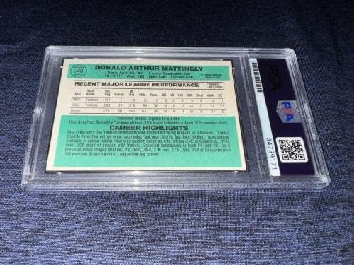 Ne Mattingly Aláírt 1984 Donruss Újonc Kártya New York-i Yankee PSA Gem Menta 103 - Baseball Asztalon Dedikált Kártyák