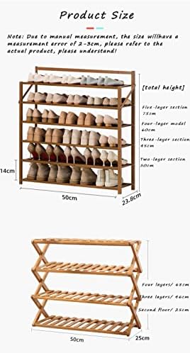 Összecsukható Cipő Fogas Otthon Kollégiumi benne előszoba Kerekekkel Állt Bambusz Cipő Tároló Állvány Tartós(Méret:50x23.6x65cm)