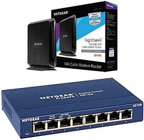 NETGEAR Vadászsólyom AC1900 (24x8) Wi-Fi-hozzáférés biztosított Kábel-Modem Útválasztó (C7000) DOCSIS 3.0 Igazolt az Xfinity Comcast,