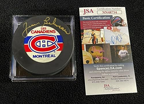Jean Beliveau Aláírt Montreal Canadiens Árok Hivatalos Játék Korong SZÖVETSÉG COA - Dedikált NHL Korong