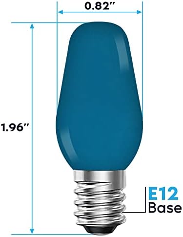 LUXRITE C7 LED Kék Csere Izzók Karakterlánc Fények, 0.5 W, Törhetetlen Színes Gyertyatartót Izzó, Zárt Lámpatest Névleges, UL, E12 Bázis,