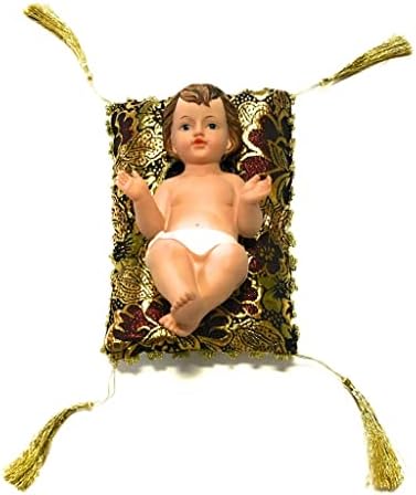 Csecsemő Baba Jézus Burgandy Párna Gyanta Karácsonyi Figura, 8 Inch