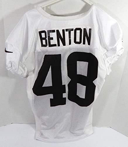 2021 Cleveland Browns Illés Benton 48 Játék Kiadott Fehér Gyakorlat Jersey 46 878 - Aláíratlan NFL Játék Használt Mezek